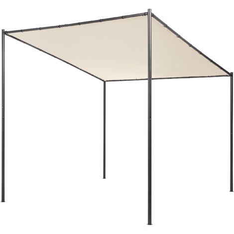 Garden Pergola Pavilion 282 x 294 cm Fabric Shade Metal Frame Beige Vimino