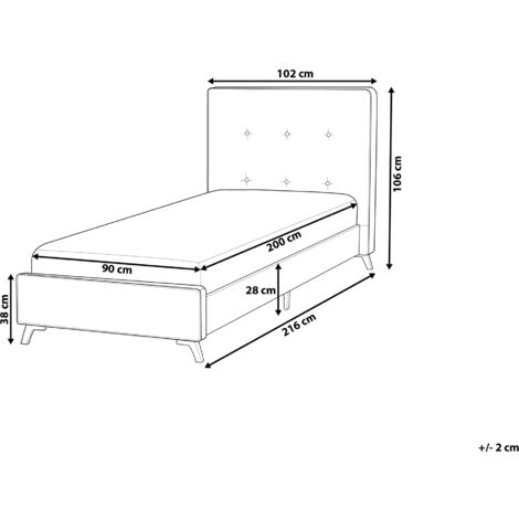 Modern Fabric EU Single Size Bed Frame 3ft Tufted Headboard Beige Ambassador