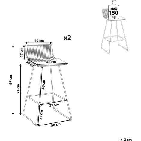 Set of 2 Metal Bar Chairs Counter Height Stool PU Leather Pad Black Fredonia
