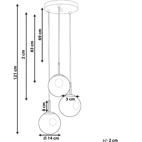Hanging Pendant Lamp Round Shades Semi Transparent Smoked Glass 3 Light Metal Brass Shade Rafles