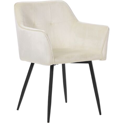 Set of 2 Velvet Dining Chair Retro Metal Legs Living Room Cream Beige Jasmin