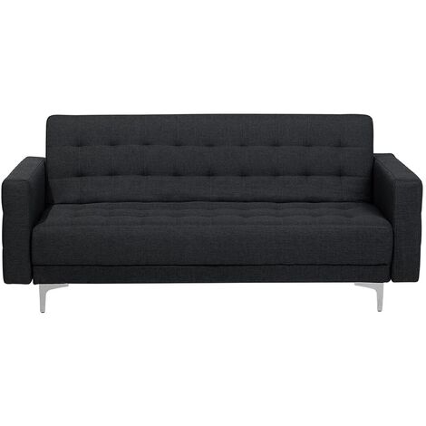 Modern 3 Seater Sofa Bed Graphite Grey Fabric Reclining Tufted Aberdeen Modern 3 Seater Sofa Bed Graphite Grey, Hygena Duo 2 Seater Clic Clac Sofa Bed Red