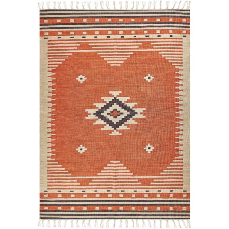 Rug GAVAR Orange 200 x 300 cm Cotton Kilim (1/5)