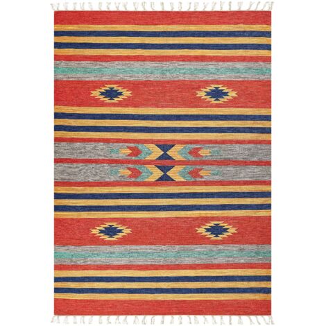 Rug HATIS Multicolour 140 x 200 cm Cotton Kilim (1/5)