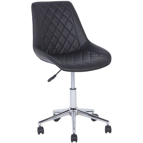 Modern Faux Leather Desk Chair Office Faux Leather Black Swivel Adjustable Maribel