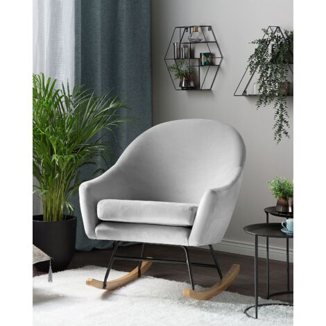 Modern Retro Rocking Chair Comfortable Padded Armchair Wooden