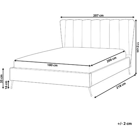 Velvet Fabric EU Super King Size Bed Frame 6ft Headboard with USB Port Gold Metal Legs