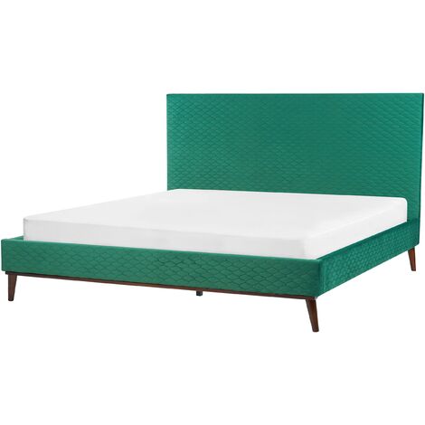 Modern Velvet Fabric EU Super King Size Bed Frame 6ft Upholstered Green Bayonne
