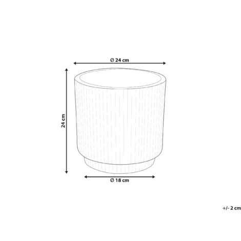 Flower Planter Fibre Clay Garden Plant Pot 24 x 24 x 24 cm Outdoor Garden Drainage Hole White Daria