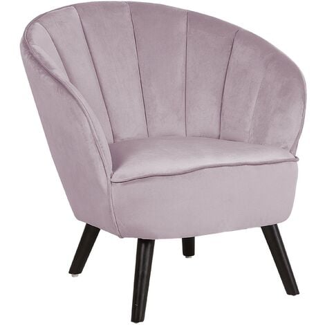 Modern Glam Velvet Armchair Shell Back Tufted Pink Dala - Pink