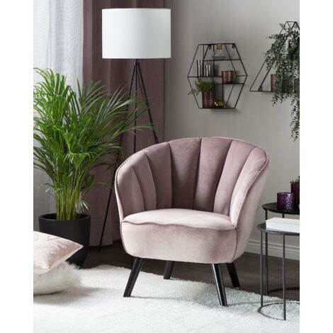 Modern Glam Velvet Armchair Shell Back Tufted Pink Dala