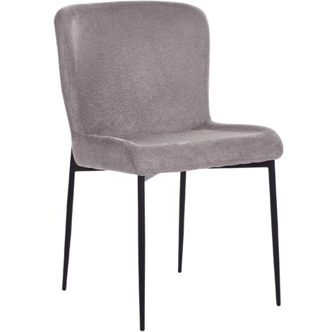 Set of 2 Fabric Dining Chairs Black Polyester Knitted Texture Dark Grey Ada