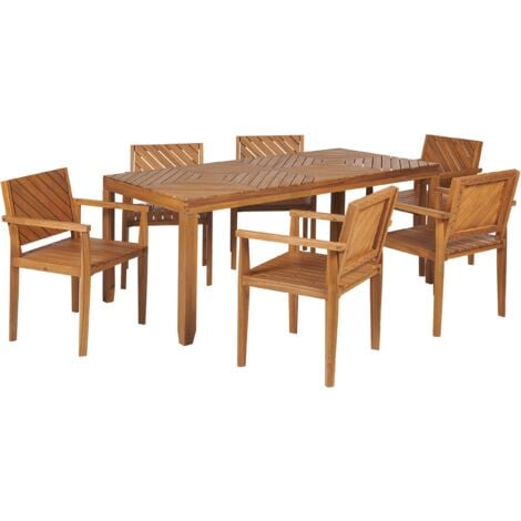 6 Seater Garden Dining Set Outdoor Table 180 x 90 cm Chairs Baratti