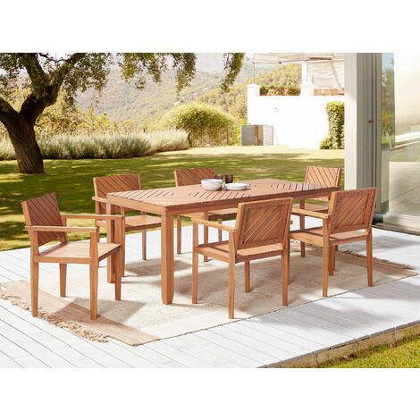 6 Seater Garden Dining Set Outdoor Table 180 x 90 cm Chairs Baratti