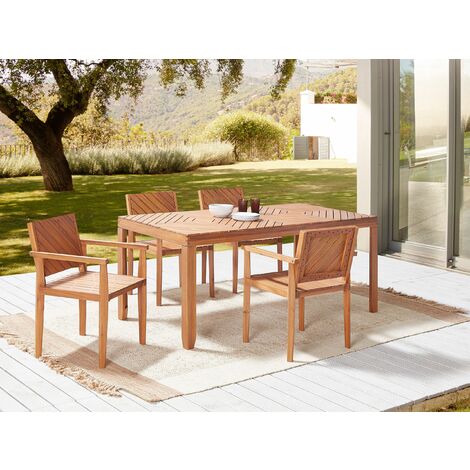 4 Seater Garden Dining Set Outdoor Table 180 x 90 cm Chairs Baratti