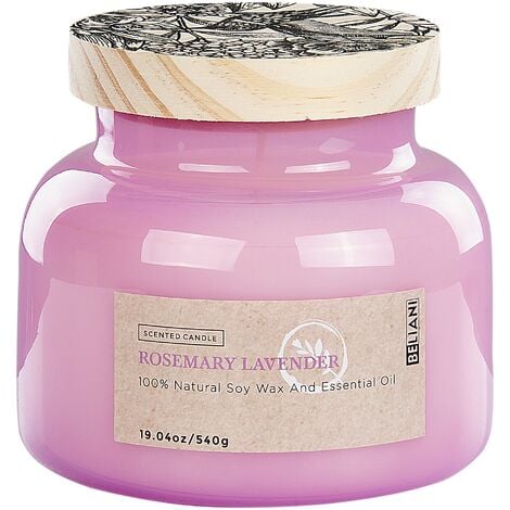 Scented Candle 100% Soy Wax Cotton Wick Glass Fresh Fragrance Rosemary Lavender Delight Bliss