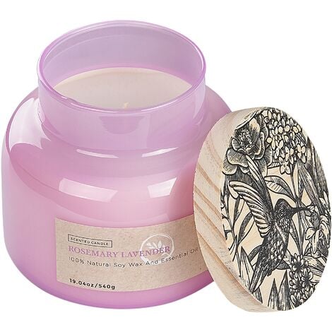 Scented Candle 100% Soy Wax Cotton Wick Glass Fresh Fragrance Rosemary Lavender Delight Bliss