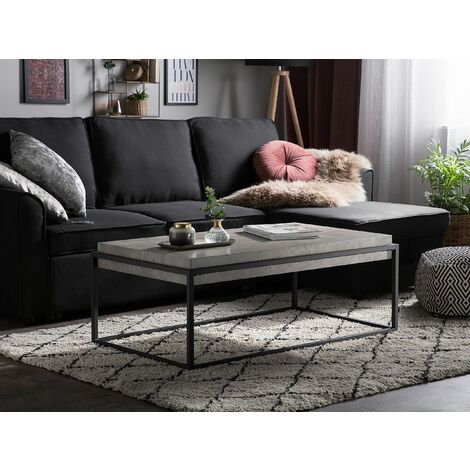 Modern Coffee Table Concrete Effect Top Metal Base Rectangular Living Room 104 x 64 cm Altos