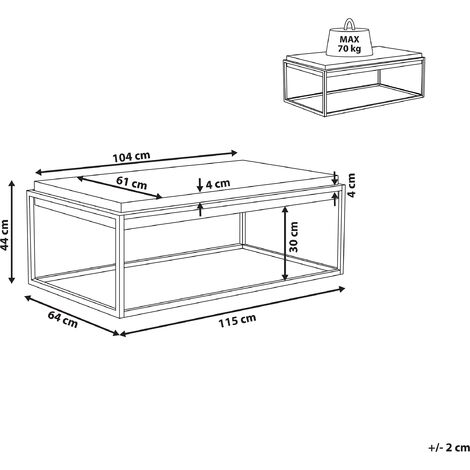 Modern Coffee Table Concrete Effect Top Metal Base Rectangular Living Room 104 x 64 cm Altos