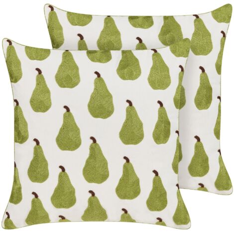 Set of 2 Decorative Cushions TRACHELIUM 45 x 45 cm Green Plant Pattern (1/5)