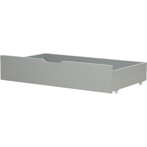 Set of 2 Bed Wheeled Storage Drawers Solid Pine Wood Grey Rumilly