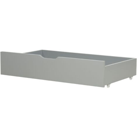 Set of 2 Bed Wheeled Storage Drawers Solid Pine Wood Grey Rumilly