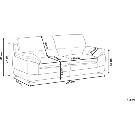 Genuine Leather Upholstered Living Room 3 Seater Sofa Golden Brown Horten