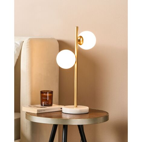 Modern Standing Table Lamp 2 Point Round Shades Glass Single Light