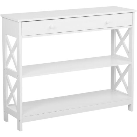 Modern 1 Drawer Sideboard White with Shelves Storage Living Room 100 x 30 cm Montgomery