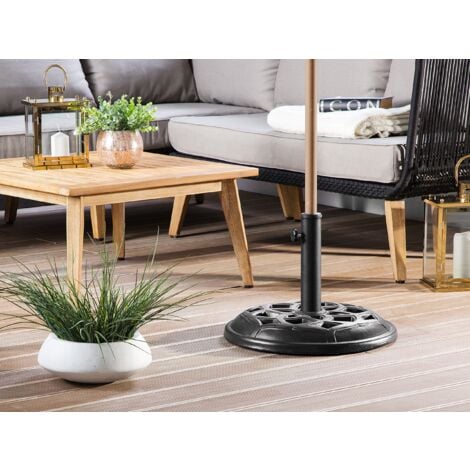 Modern Outdoor Garden Round Parasol Base Black Concrete 3 Pole Adapters Ceto