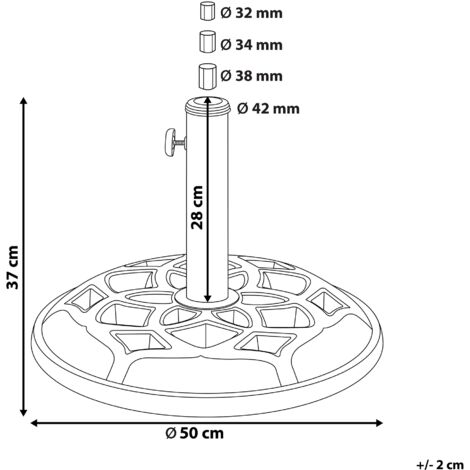 Modern Outdoor Garden Round Parasol Base Black Concrete 3 Pole Adapters Ceto