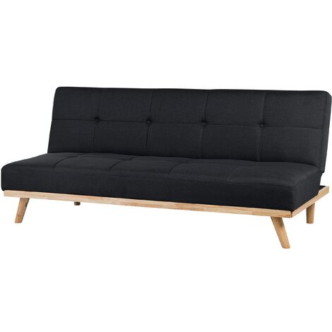 Modern Fabric Sofa Bed Armless Click-Clack Sleeper 3 Seater Black Froya