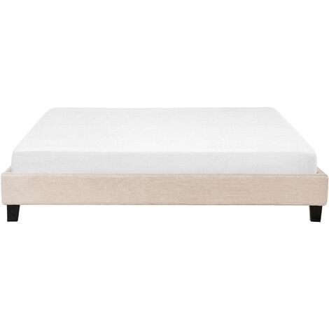 Modern Fabric EU Super King Bed Frame 6ft Beige Polyester Linen Roanne