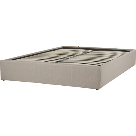 Modern Fabric EU King Size Bed Frame 5ft3 Linen Storage Beige Dinan
