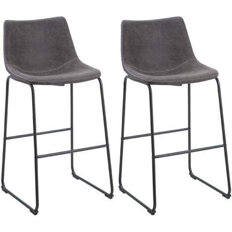 Set of 2 Bar Chairs FRANKS Grey