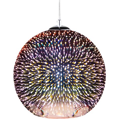 Modern Ceiling Pendant Lamp High Gloss Infinity Light Effect Glass Copper Sessera