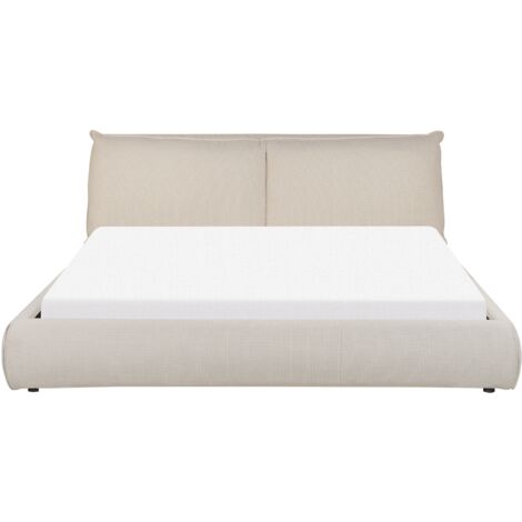 Lit capitonné king size 180 x 200 cm en MDF et tissu beige - FRANCESCO
