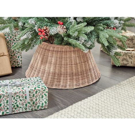 Rattan Natural Handmade Christmas Tree Cover Trunk Round Collar Boho ...