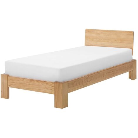 Modern Eu Single Wooden Bed Frame 3ft, Light Wood Headboard And Frame