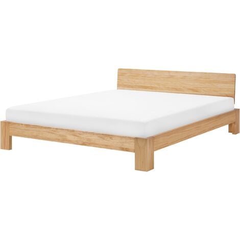 Modern Eu Super King Wooden Bed Frame, Light Wood Headboard Full Length