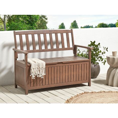 Dark wood storage bench discount