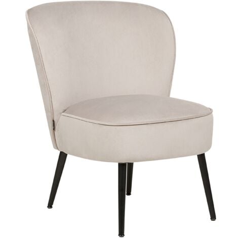 Modern Armless Living Room Accent Armchair Velvet Fabric Taupe Voss