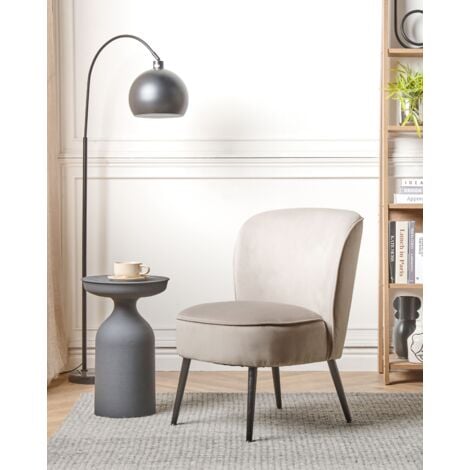 Modern Armless Living Room Accent Armchair Velvet Fabric Taupe Voss