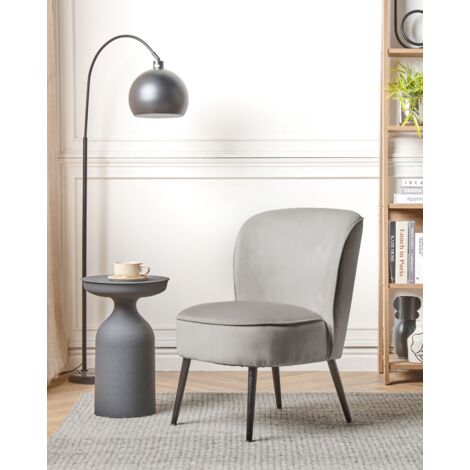 Modern Armless Living Room Accent Armchair Velvet Fabric Light Grey Voss
