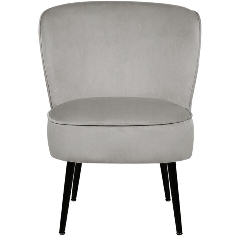 Modern Armless Living Room Accent Armchair Velvet Fabric Light Grey Voss