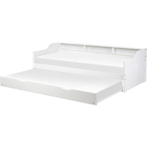 Wooden EU Single Trundle Bed Frame 3ft Slatted Frame Slide Out Frame White Edern