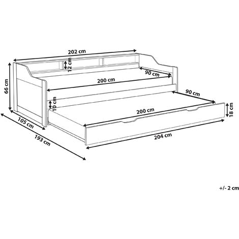 Wooden EU Single Trundle Bed Frame 3ft Slatted Frame Slide Out Frame White Edern