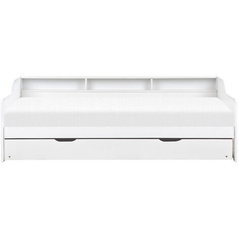 Wooden EU Single Trundle Bed Frame 3ft Slatted Frame Slide Out Frame White Edern