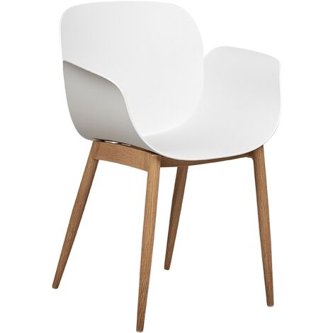 White molded chair with store wood legs