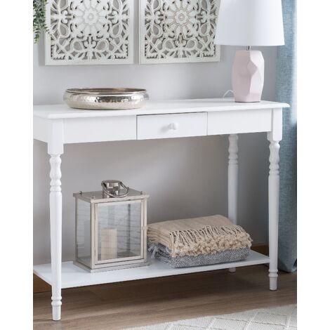 Traditional Console Table with Shelf Bedroom Hallway 1-Drawer White 102 x 40 cm Tobago